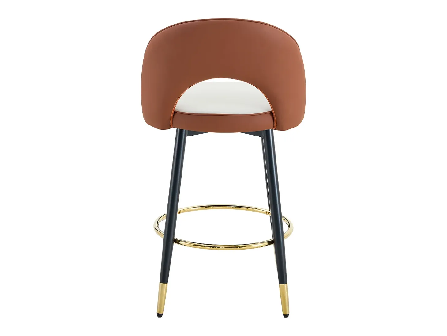 Juego de 2 taburetes de bar giratorios en piel sintética de PU - Cojines de asiento gris claro y marrón