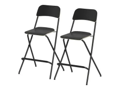 Juego de 2 taburetes de bar plegables con estructura de acero para cocina y comedor, color negro