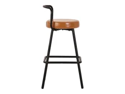 Juego de 2 taburetes de bar - 37 x 37 x 90,5 cm - con respaldo y reposapiés - piel sintética y patas de hierro - marrón