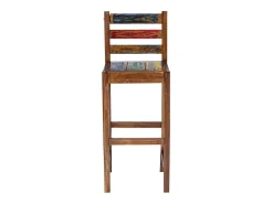 Juego de 2 taburetes de bar de madera maciza recuperada