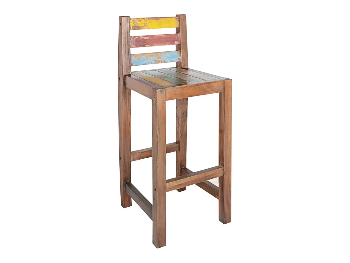 Juego de 2 taburetes de bar de madera maciza recuperada