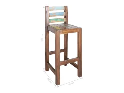 Juego de 2 taburetes de bar de madera maciza recuperada