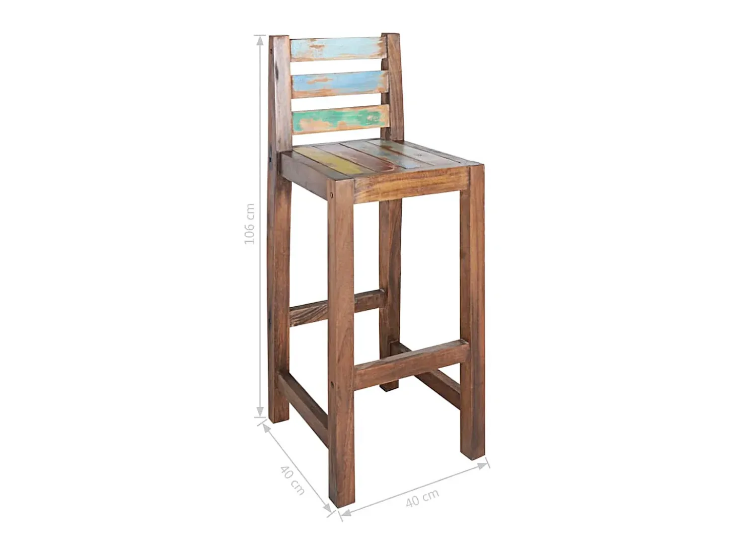 Juego de 2 taburetes de bar de madera maciza recuperada