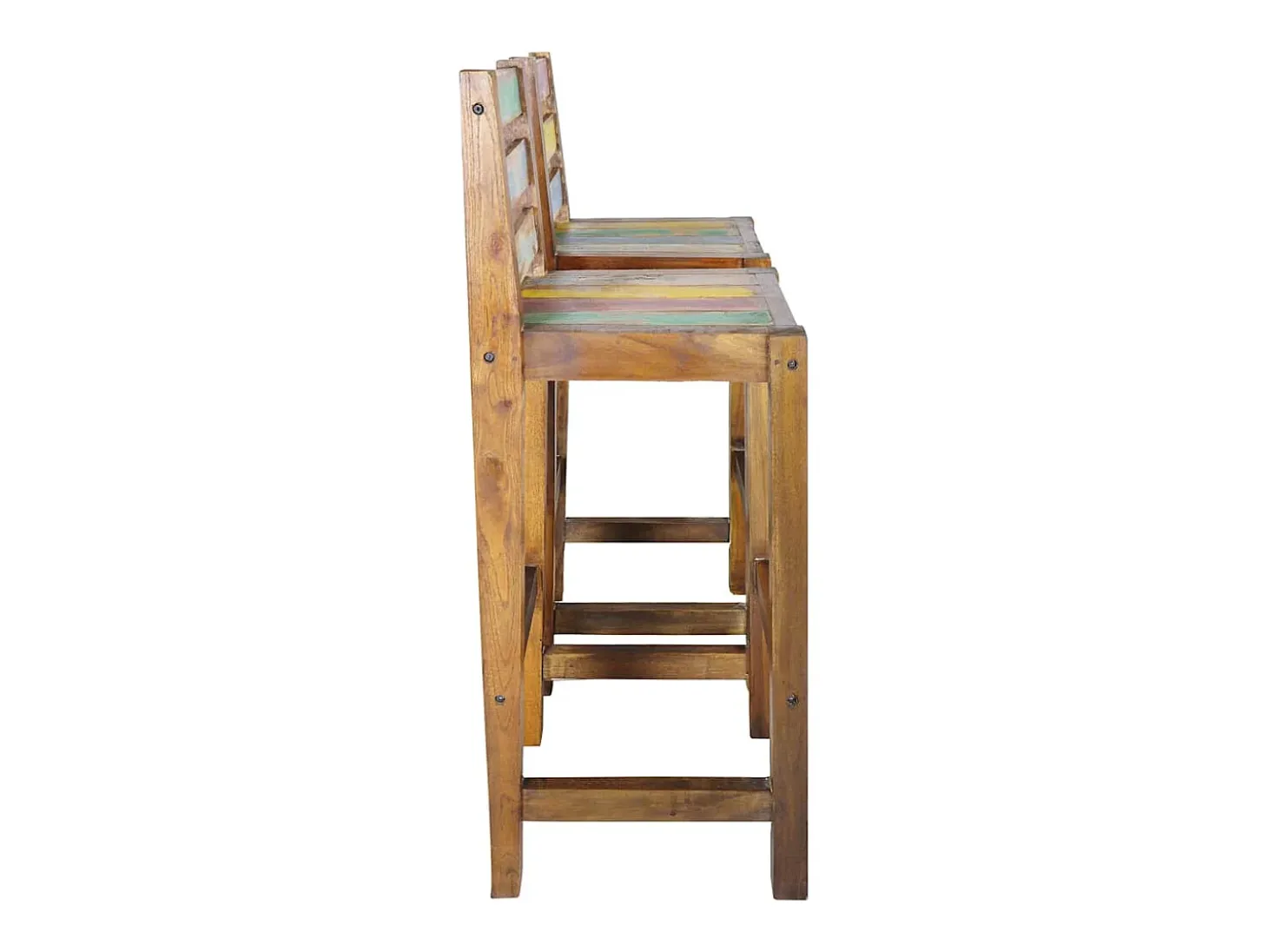 Juego de 2 taburetes de bar de madera maciza recuperada
