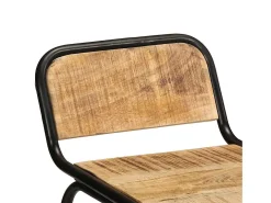Juego de 2 taburetes de bar de madera maciza de mango en bruto