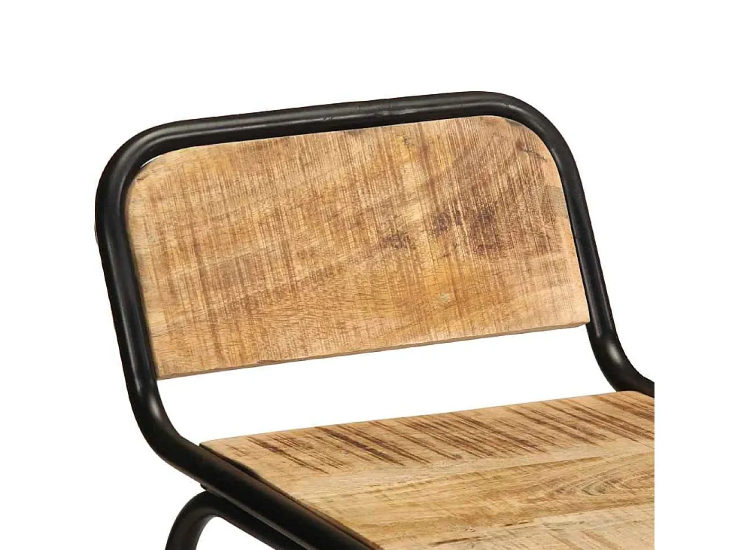 Juego de 2 taburetes de bar de madera maciza de mango en bruto