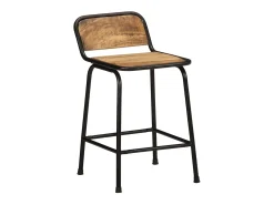 Juego de 2 taburetes de bar de madera maciza de mango en bruto