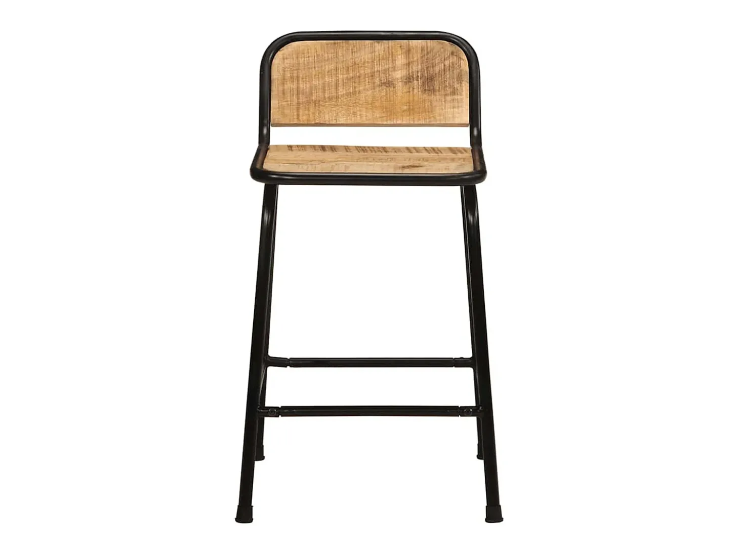 Juego de 2 taburetes de bar de madera maciza de mango en bruto