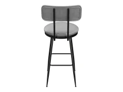 Juego de 4 taburetes de bar, silla alta de cocina con reposapiés y respaldo, para comedor y cocina, piel sintética, color gris