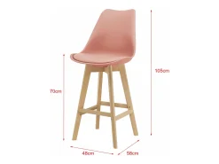 Juego de 6 taburetes de bar de plástico sintético acabado haya 105x48x58 cm rosa 03_0008729