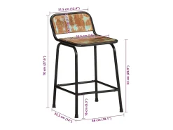 Juego de 4 taburetes de bar 46x35,5x70cm madera maciza recuperada