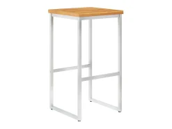 Juego de 4 Taburetes de bar madera maciza acacia y acero inoxidable ES80259