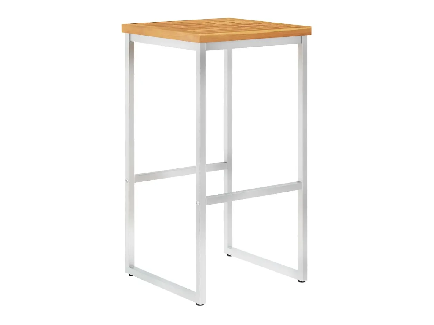 Juego de 4 Taburetes de bar madera maciza acacia y acero inoxidable ES80259