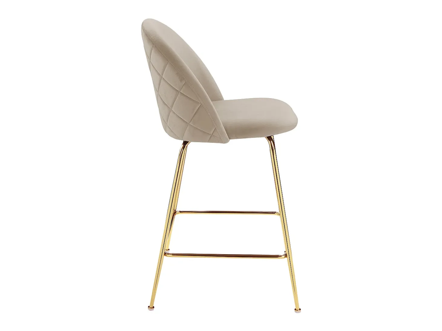 Juego de 2 taburetes de bar - Terciopelo y metal dorado - Beige - MELBOURNE
