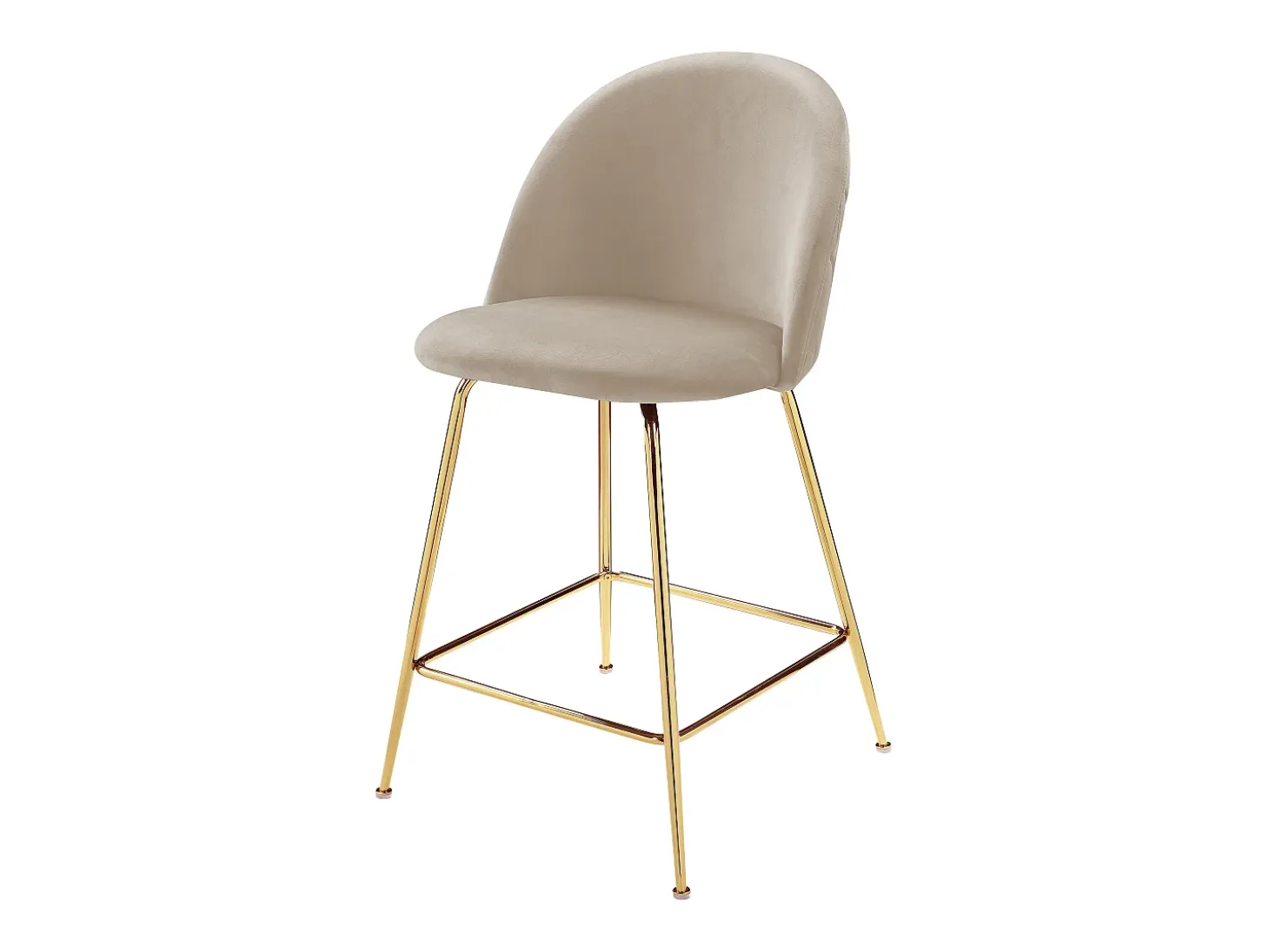 Juego de 2 taburetes de bar - Terciopelo y metal dorado - Beige - MELBOURNE