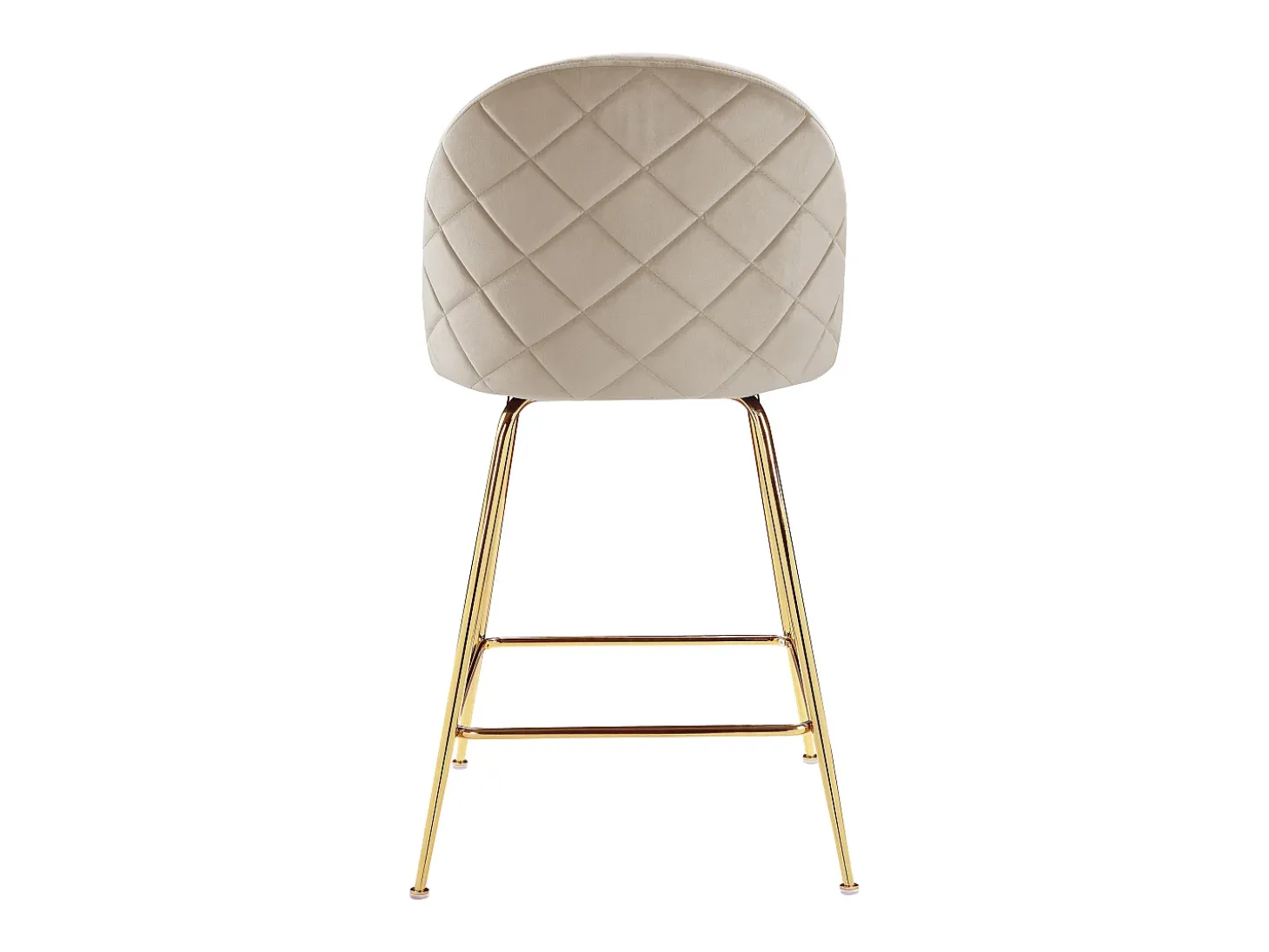 Juego de 2 taburetes de bar - Terciopelo y metal dorado - Beige - MELBOURNE