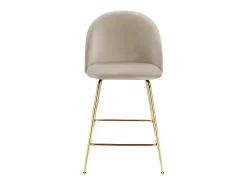 Juego de 2 taburetes de bar - Terciopelo y metal dorado - Beige - MELBOURNE