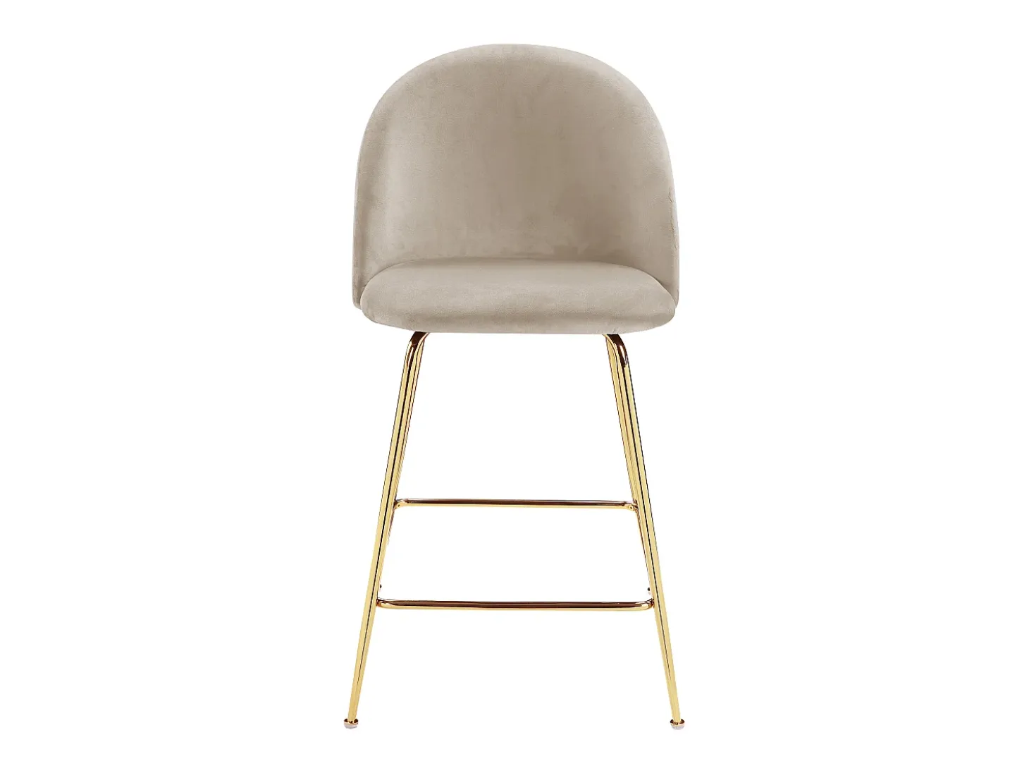 Juego de 2 taburetes de bar - Terciopelo y metal dorado - Beige - MELBOURNE