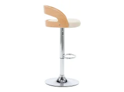Juego de 2 taburetes de bar de piel sintética color crema y madera curvada