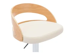 Juego de 2 taburetes de bar de piel sintética color crema y madera curvada