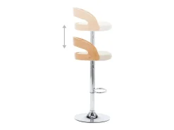 Juego de 2 taburetes de bar de piel sintética color crema y madera curvada