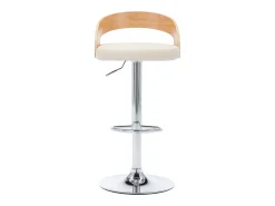 Juego de 2 taburetes de bar de piel sintética color crema y madera curvada