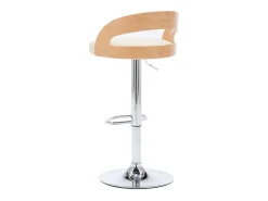 Juego de 2 taburetes de bar de piel sintética color crema y madera curvada