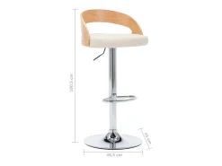 Juego de 2 taburetes de bar de piel sintética color crema y madera curvada