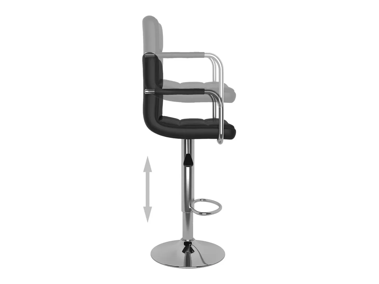 Juego de 2 taburetes de bar de piel sintética negra