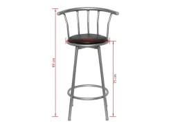 Juego de 2 taburetes de bar de piel sintética negra