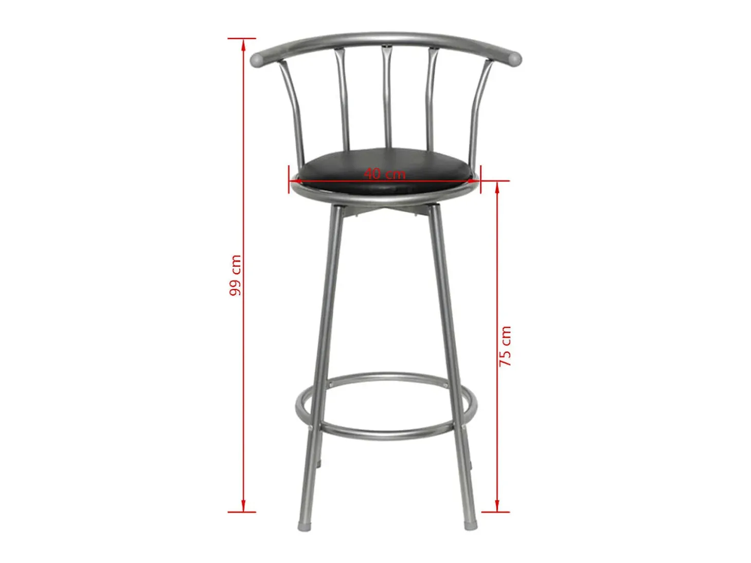 Juego de 2 taburetes de bar de piel sintética negra