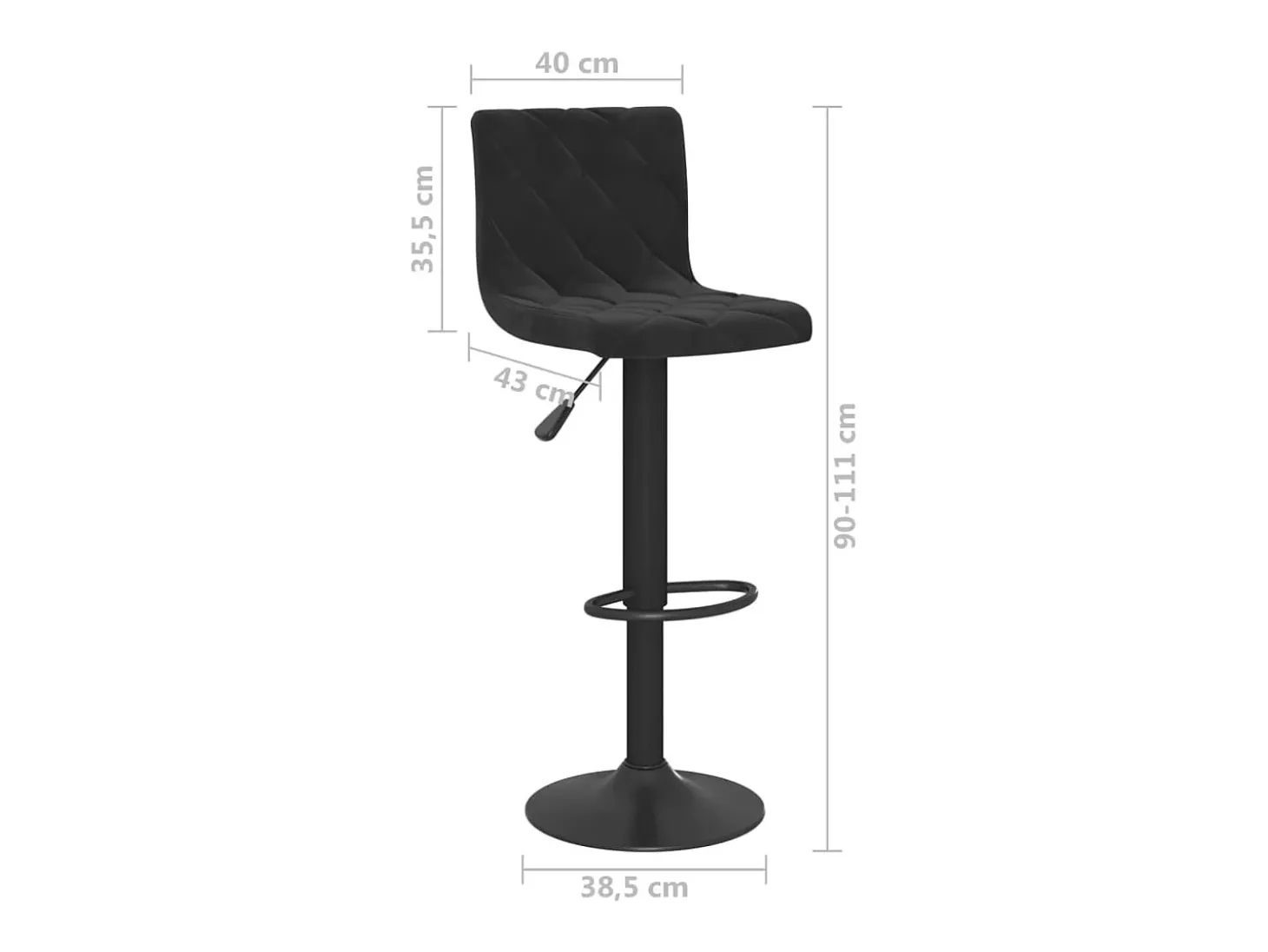 Juego de 2 taburetes de bar de terciopelo negro