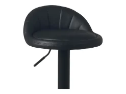Juego de 2 taburetes de bar para cocina, asiento de cuero sintético, pequeño respaldo, giratorio, altura ajustable, base negra SATI+ (negro)
