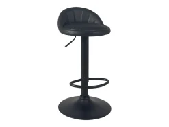 Juego de 2 taburetes de bar para cocina, asiento de cuero sintético, pequeño respaldo, giratorio, altura ajustable, base negra SATI+ (negro)