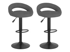Juego de 2 taburetes de bar de terciopelo gris oscuro