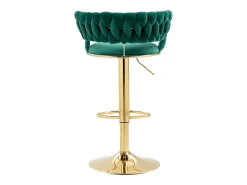 Juego de 2 taburetes de bar giratorios en terciopelo - Altura regulable - Verde esmeralda y dorado