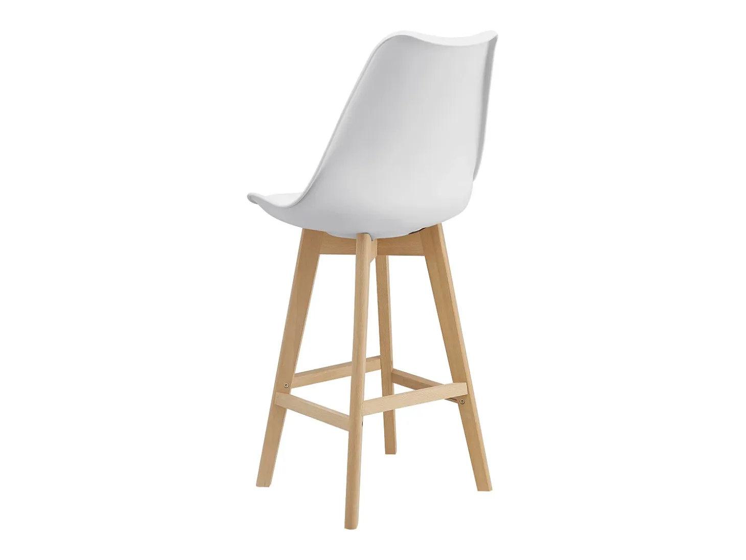 Juego de 4 taburetes de bar de plástico sintético acabado haya 105 x 48 x 58 cm blanco 03_0008716