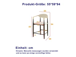 Juego de 2 taburetes de bar con reposabrazos - Tejido beige - Estructura de metal negro y dorado
