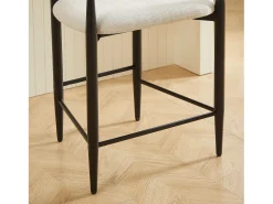 Juego de 2 taburetes de bar con reposabrazos - Tejido beige - Estructura de metal negro y dorado
