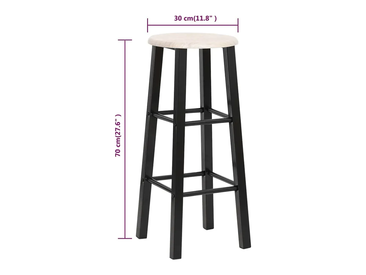 Juego de 2 taburetes de bar de MDF negro