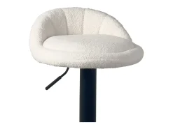 Juego de 2 taburetes de bar para cocina, asiento bouclé, pequeño respaldo, giratorio, altura ajustable, base cromada SATI+ (blanco)