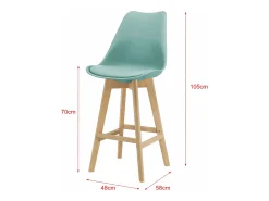 Juego de 6 taburetes de bar de plástico sintético acabado haya 105x48x58 cm color menta 03_0008727