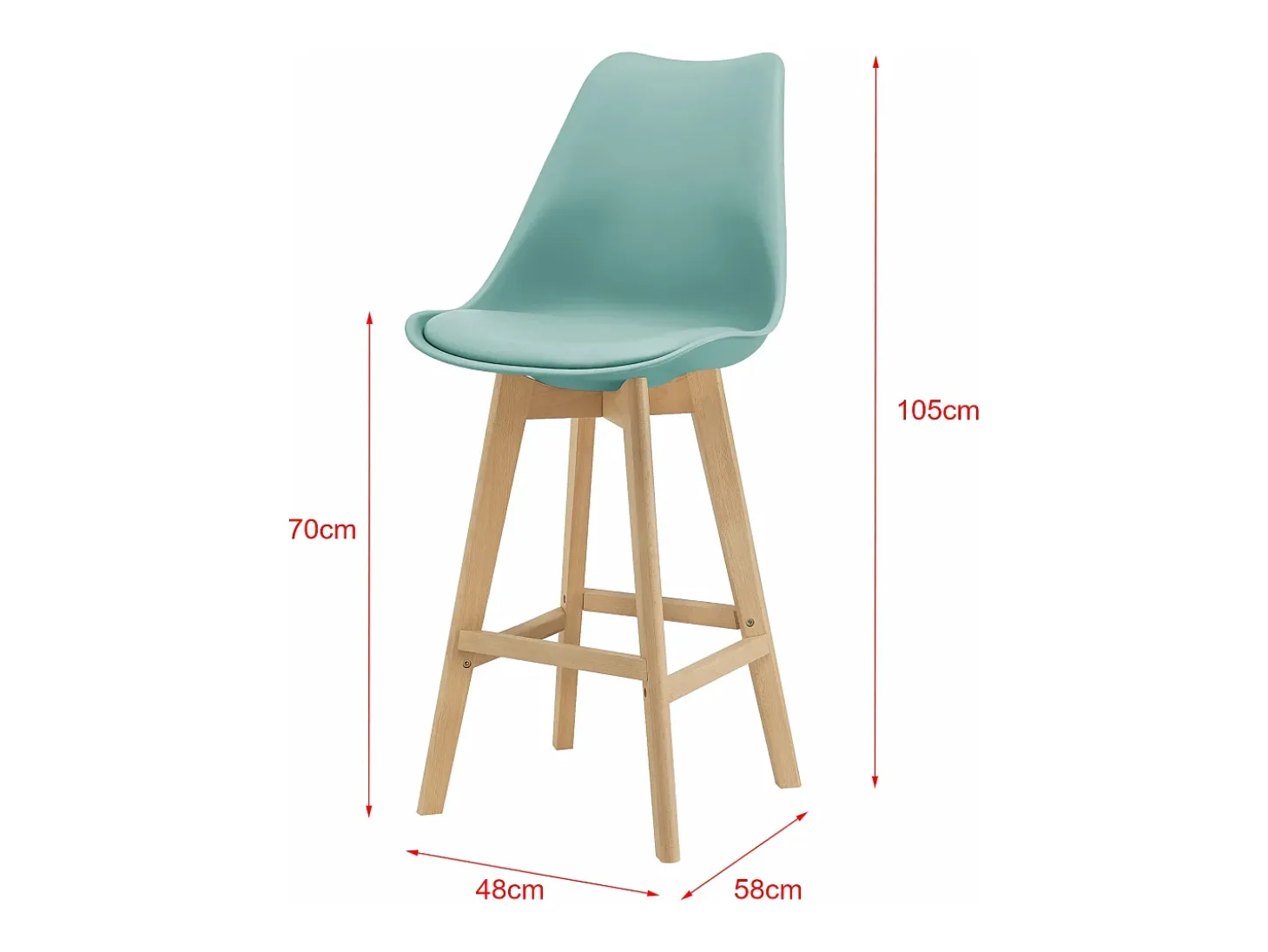 Juego de 6 taburetes de bar de plástico sintético acabado haya 105x48x58 cm color menta 03_0008727