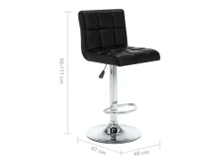 Juego de 2 taburetes de bar de piel sintética negra