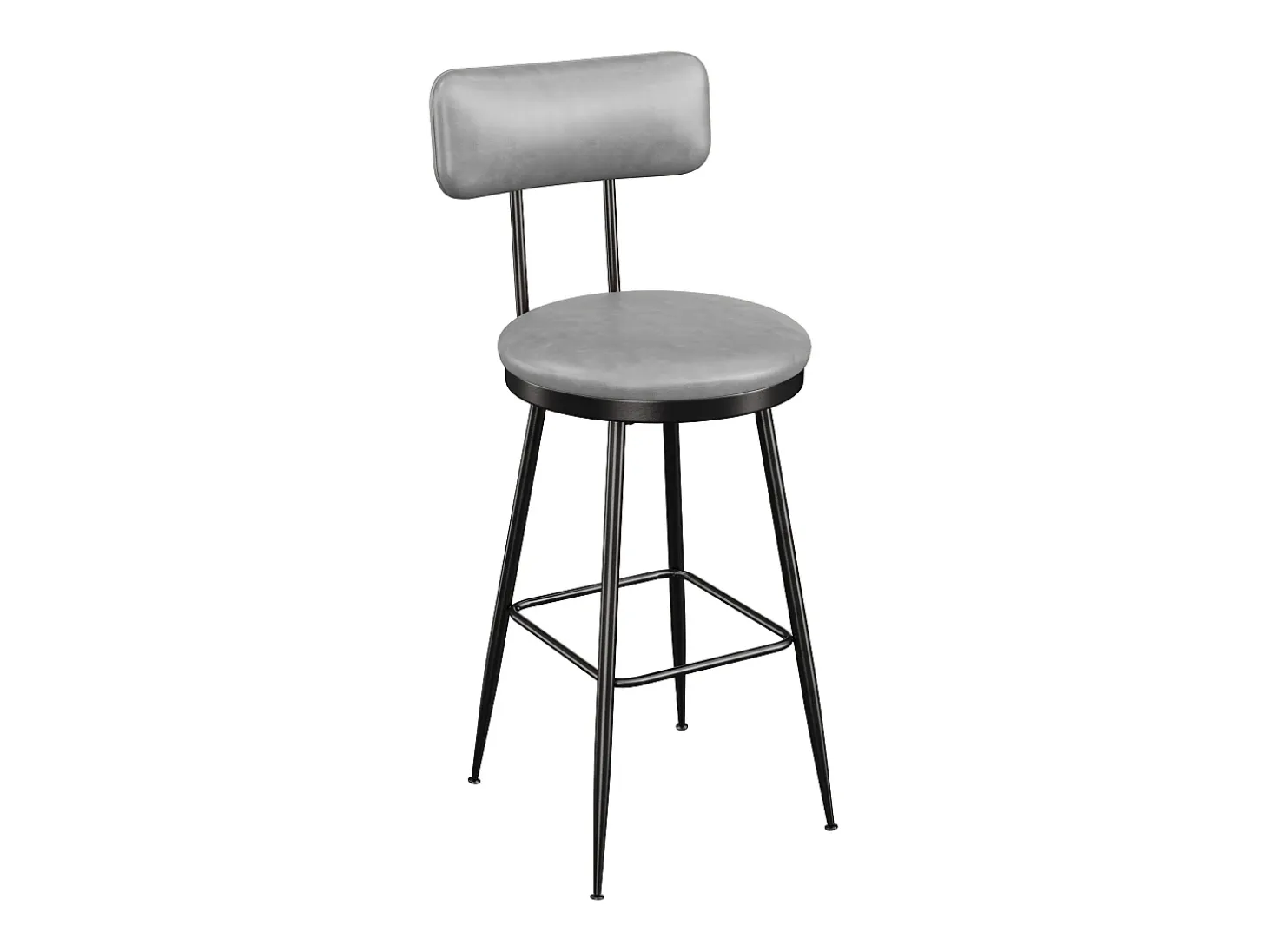 Juego de 2 taburetes de bar, silla alta de cocina con reposapiés y respaldo, para comedor y cocina, piel sintética, color gris