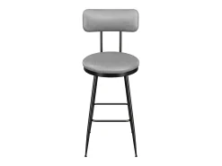 Juego de 2 taburetes de bar, silla alta de cocina con reposapiés y respaldo, para comedor y cocina, piel sintética, color gris