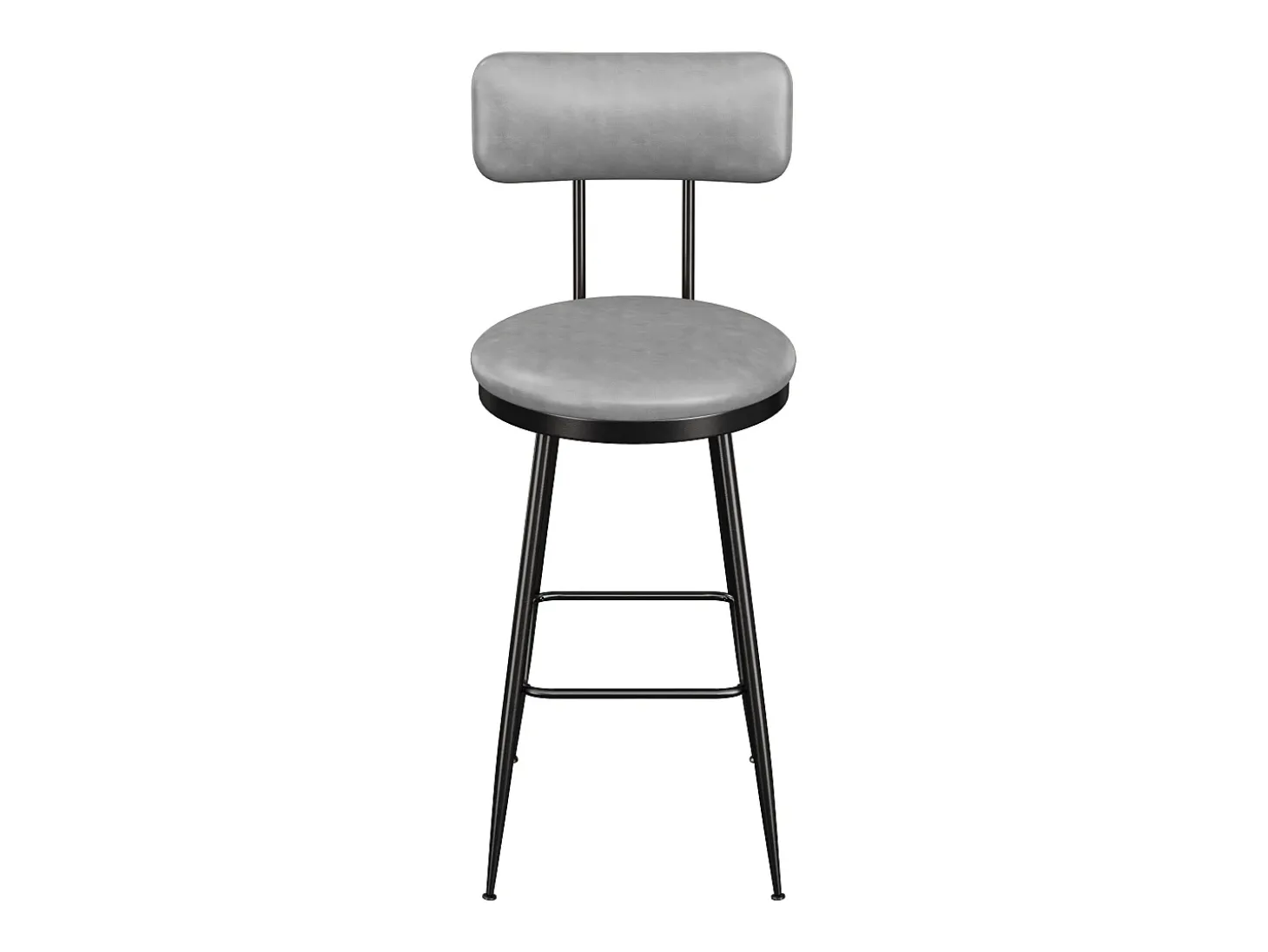 Juego de 2 taburetes de bar, silla alta de cocina con reposapiés y respaldo, para comedor y cocina, piel sintética, color gris