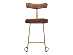 Juego de 2 taburetes de bar 49x43x79 cm madera maciza de mango