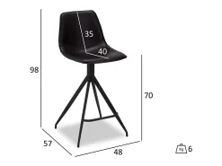 Juego de 2 taburetes de bar pivotantes Isabel - Piel sintética y metal - Negro