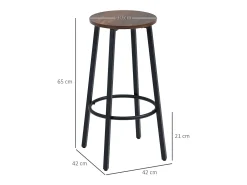 Juego de 2 taburetes de bar, diseño industrial, con reposapiés, estructura de metal, hasta 120 kg, marrón
